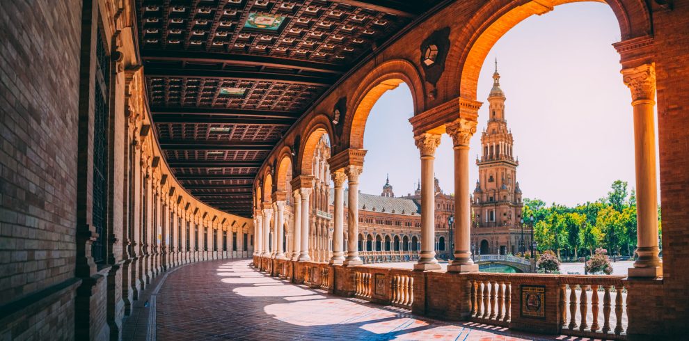 Beautiful view of the Plaza de Espana in Seville in Spain